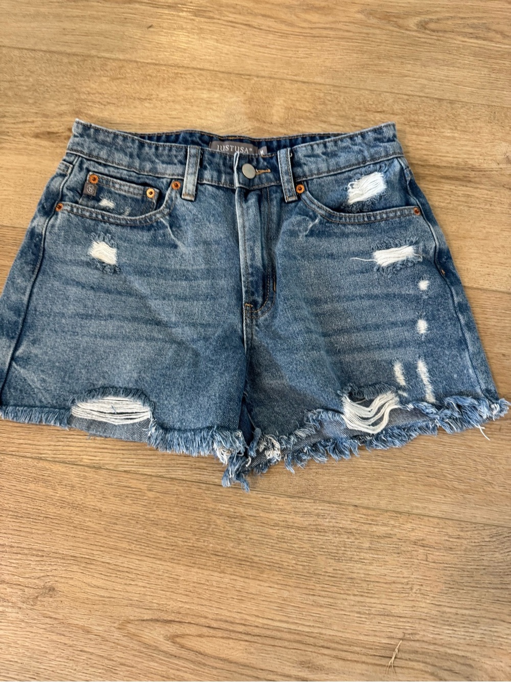 Just USA Blue Distressed Denim Cutoff Shorts